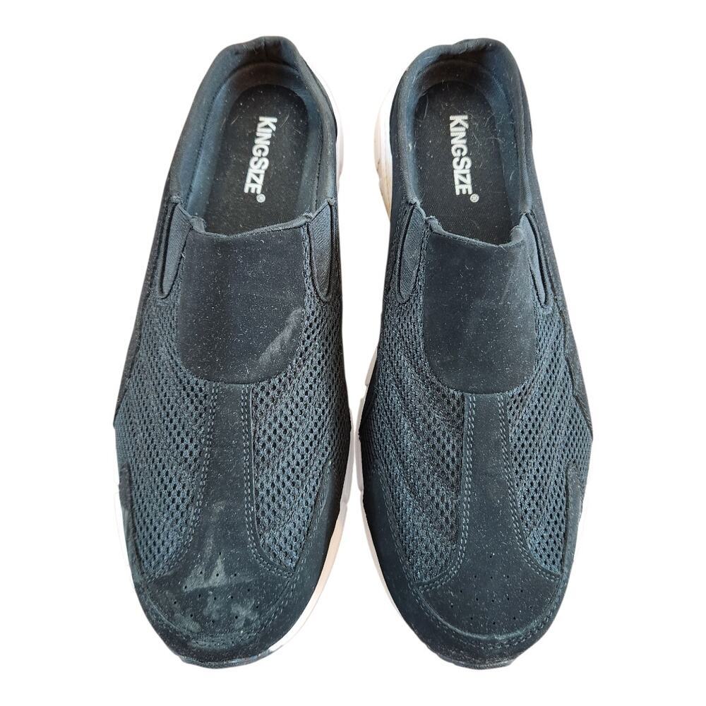 KIng Size mens slip on shoes sz 13W black white comfort slide 15049